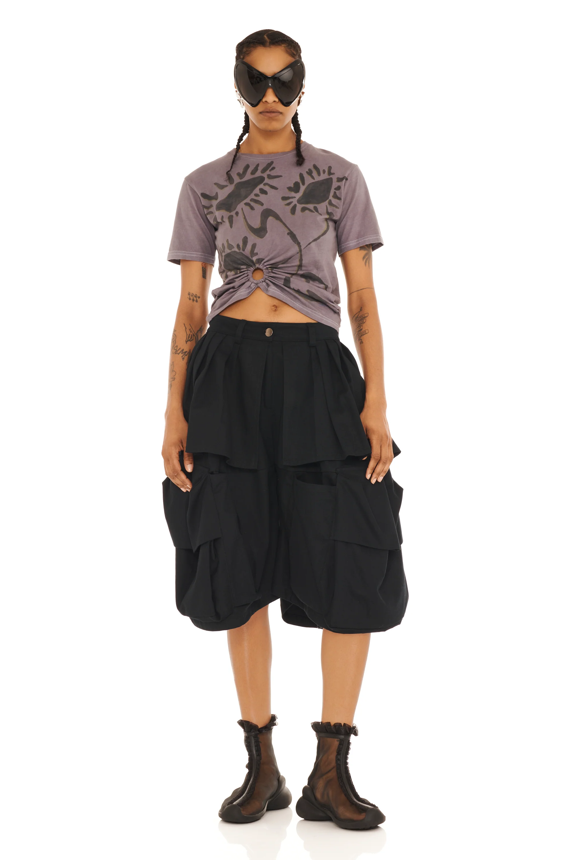 BLACK DENIM HAZEL CARGO SHORT