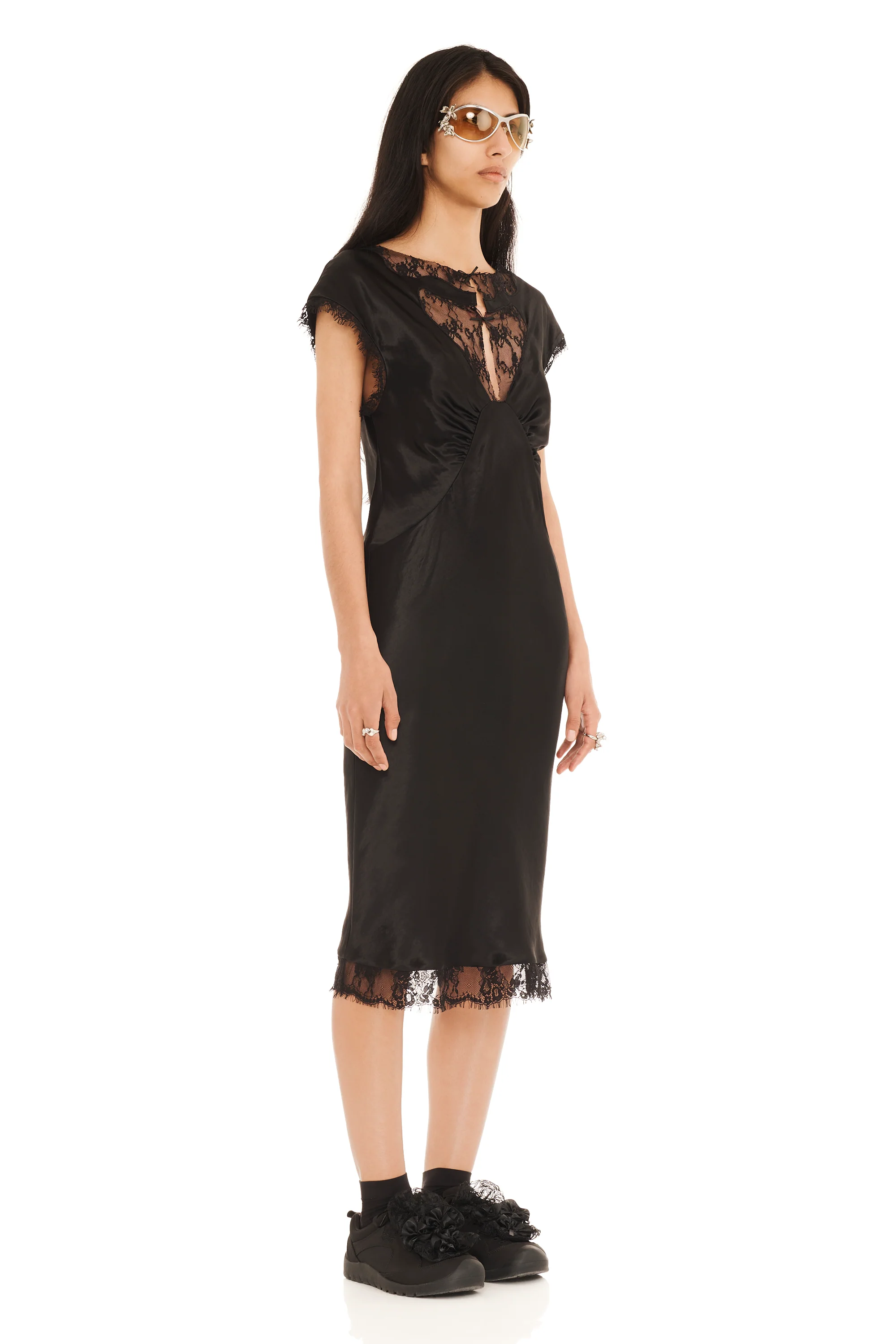 BLACK WATERLILY MIDI DRESS - Image 2