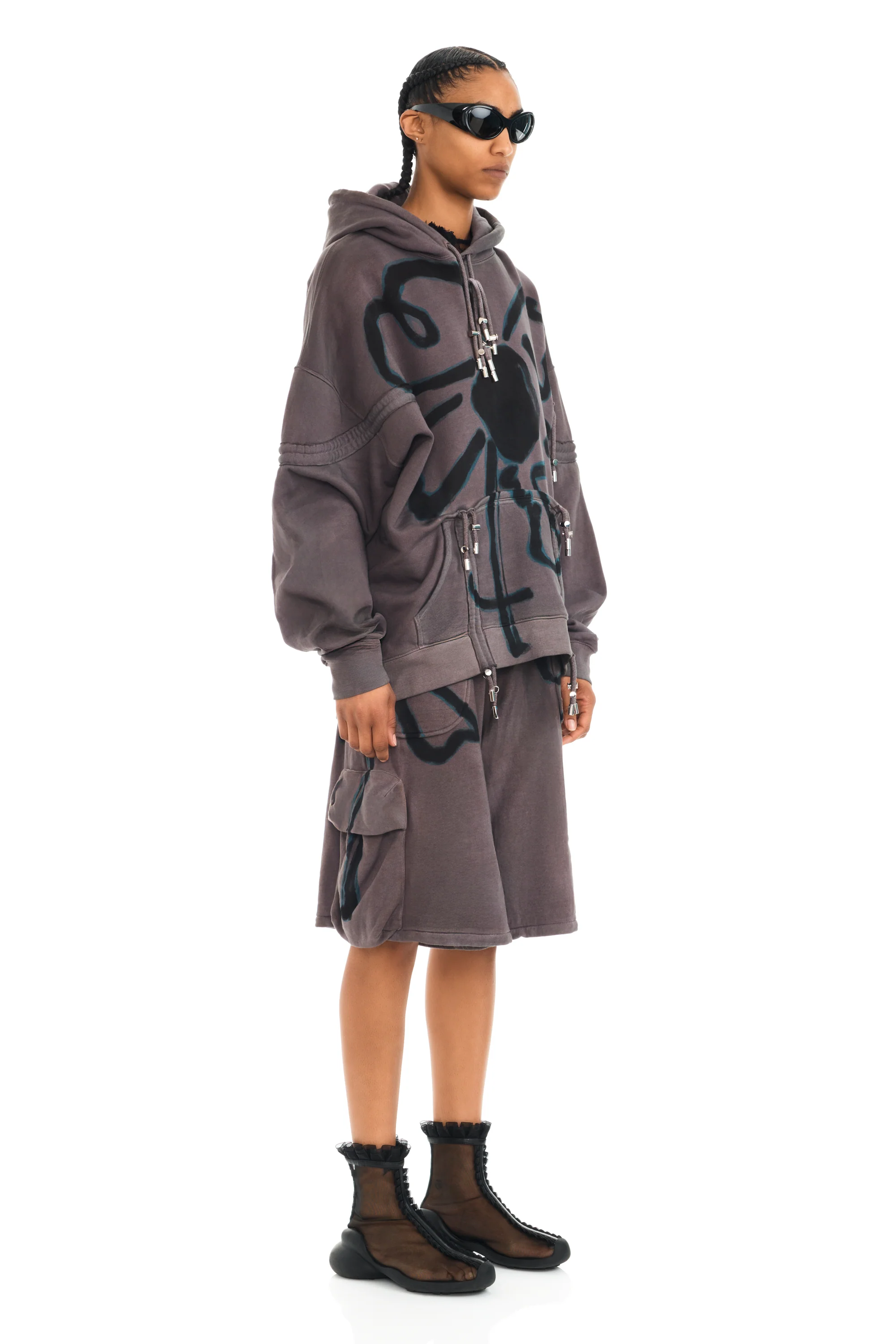 CHARCOAL FLOWER BURST HOODIE - Image 2