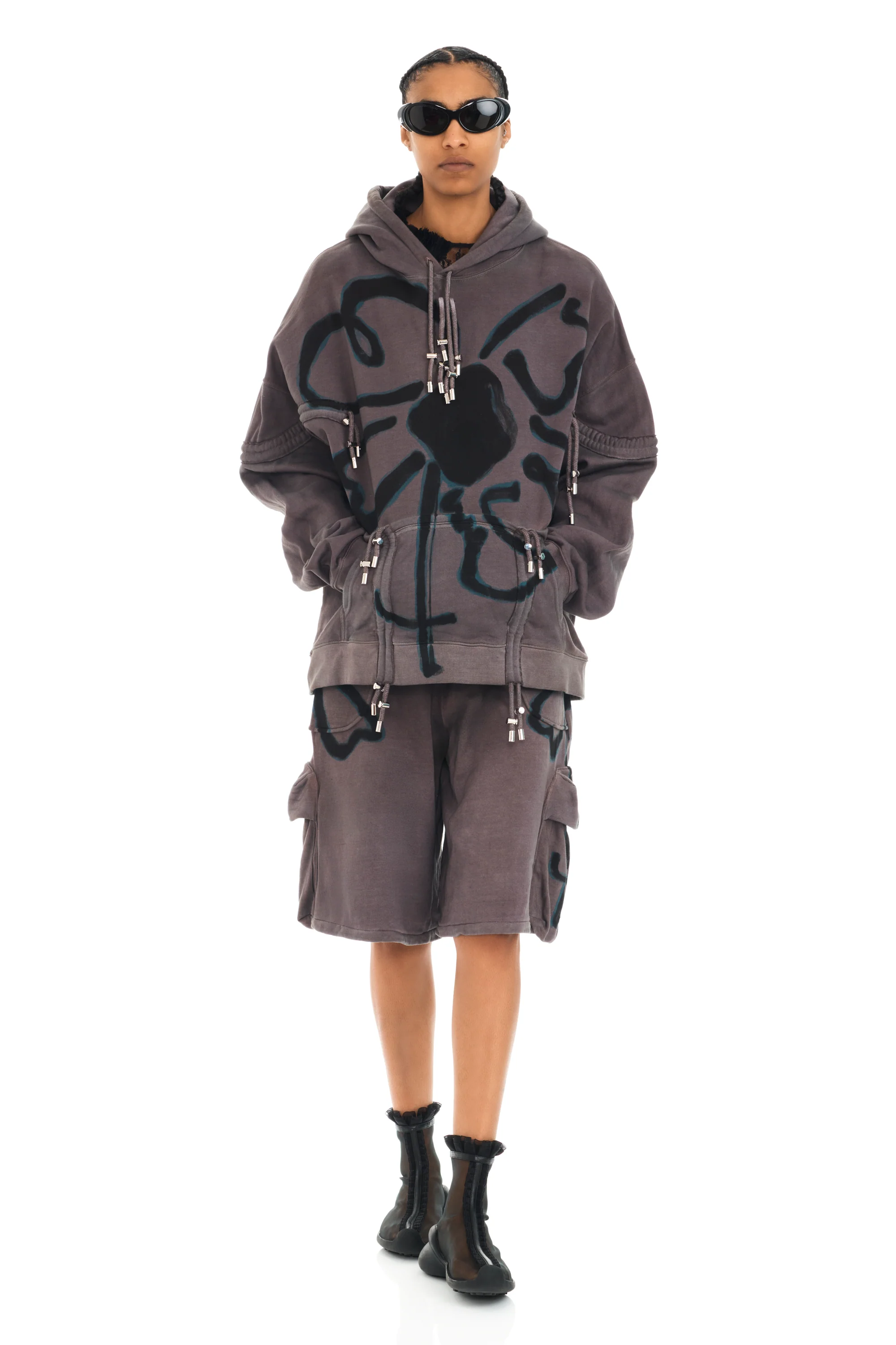 CHARCOAL FLOWER BURST HOODIE - Image 5