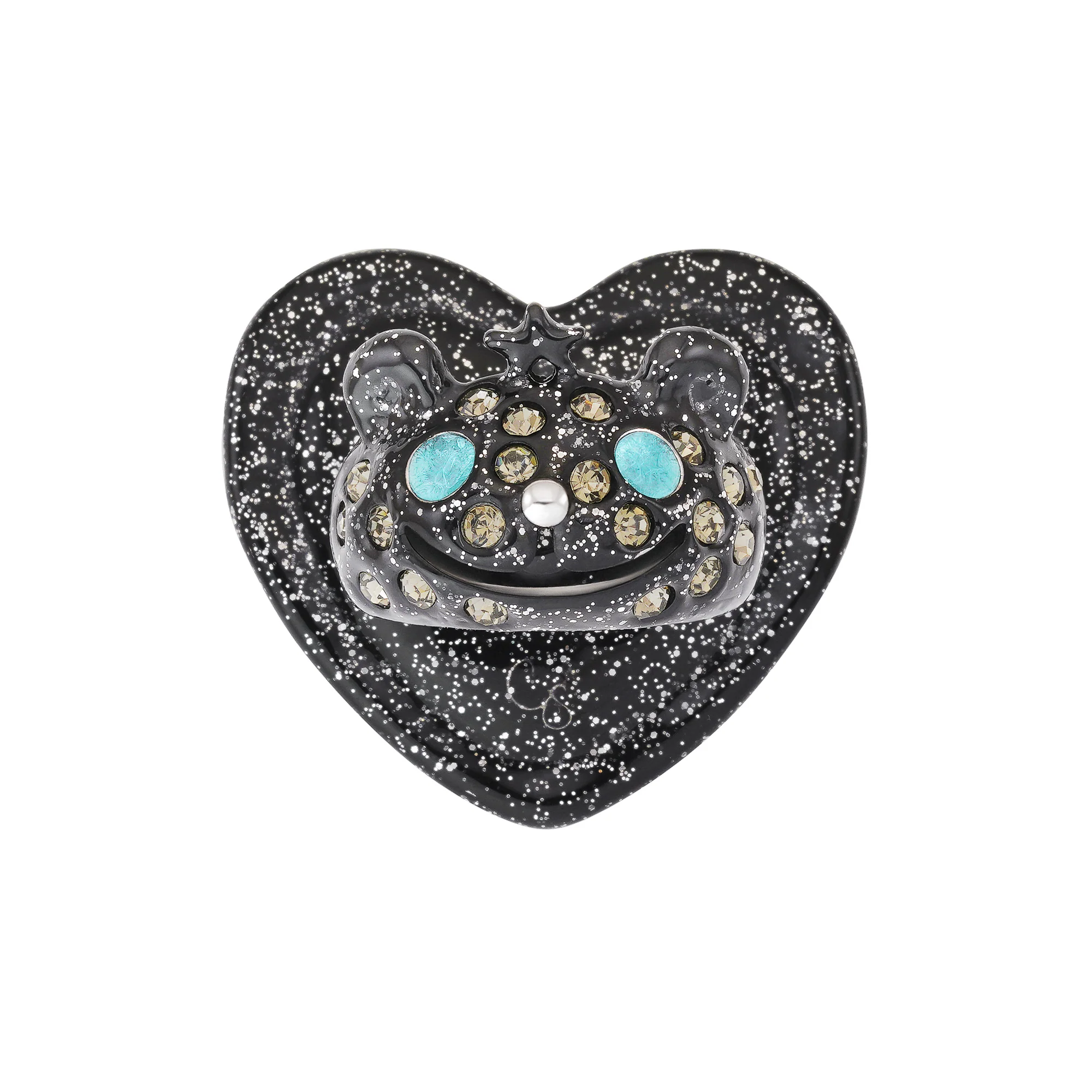 GLITTER BLACK PRINCESS BEAR GRIP RING - Image 2