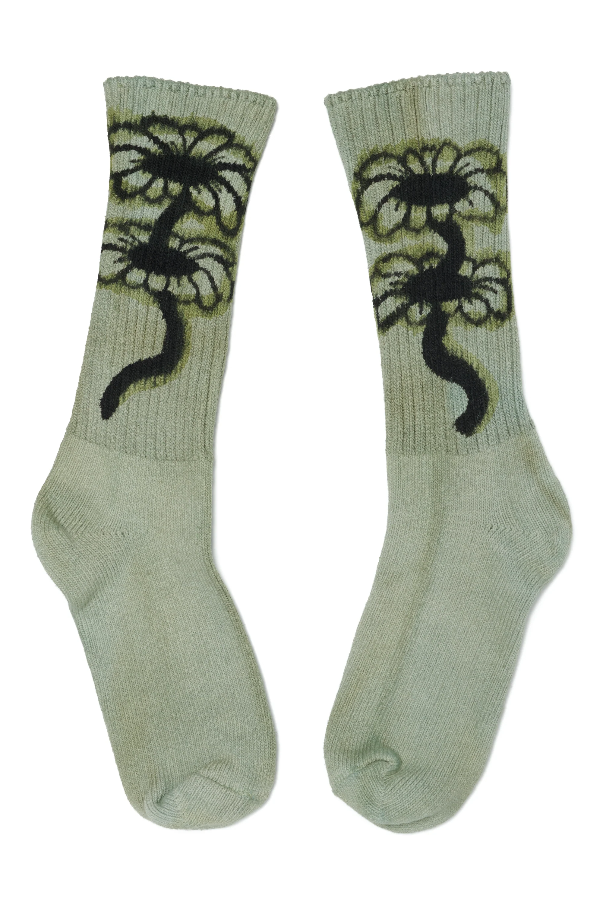 OLIVE TWIN FLOWERS SOCKS